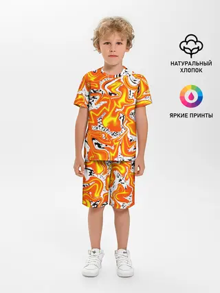 Детская пижама с шортами / Огненные разводы лавы