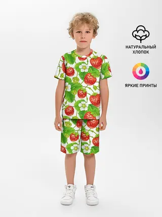 Детская пижама с шортами / Земляника