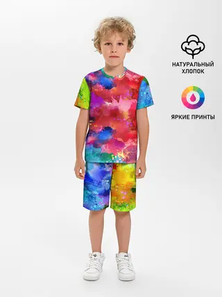 Детская пижама с шортами / Брызги красок