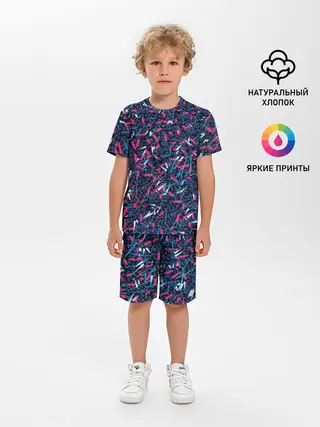 Детская пижама с шортами / Кристаллы и линии
