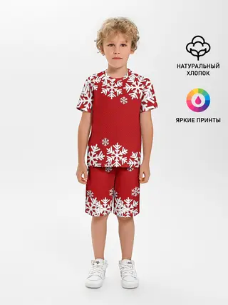 Детская пижама с шортами / Снежинки