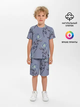 Детская пижама с шортами / Голубые розы