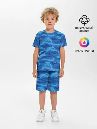 Детская пижама с шортами / СИНИЙ КАМУФЛЯЖ