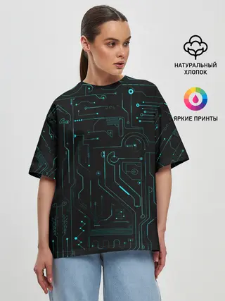 Женская футболка оверсайз / Hi-Tech