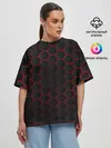 Женская футболка оверсайз / 3D black & red