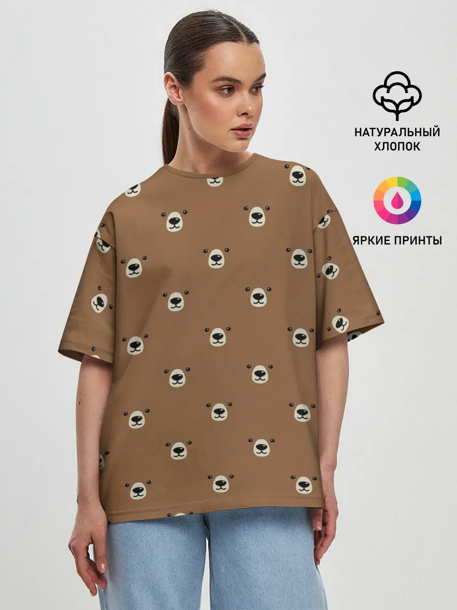Женская футболка оверсайз / МИШКИ