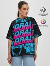 Женская футболка оверсайз / Ора Муда синие черепа