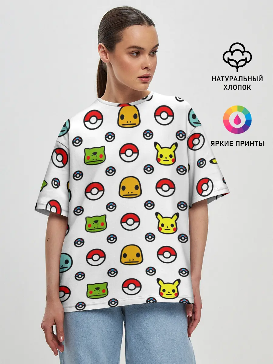 Женская футболка оверсайз / POKEMON / ПОКЕМОНЫ