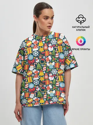 Женская футболка оверсайз / Новый Год