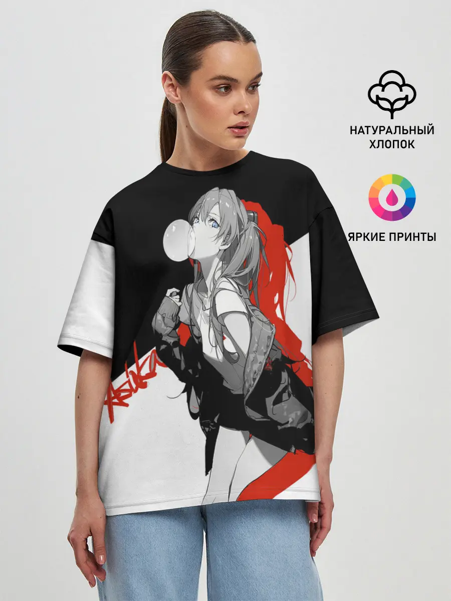 Женская футболка оверсайз / Asuka Langley Evangelion