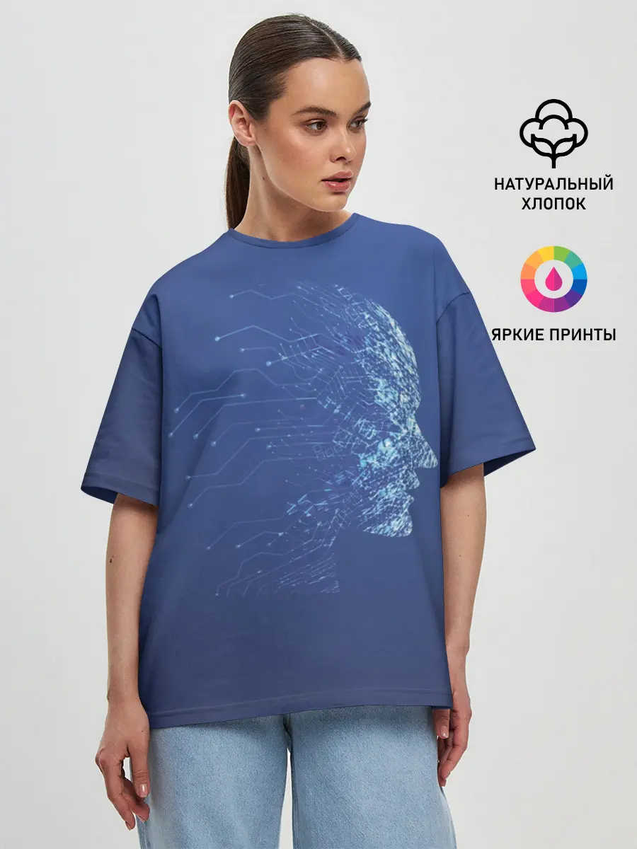 Женская футболка оверсайз / Digital face
