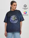 Женская футболка оверсайз / Земля в космосе