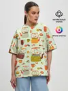 Женская футболка оверсайз / осенние чаепитие