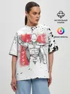 Женская футболка оверсайз / One Punch-Man черные брызги Сайтама