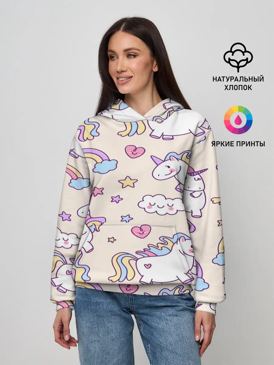 Женское худи / Радужные Единорожки