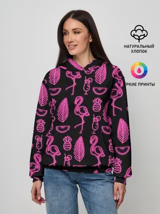 Женское худи / Светящийся фламинго