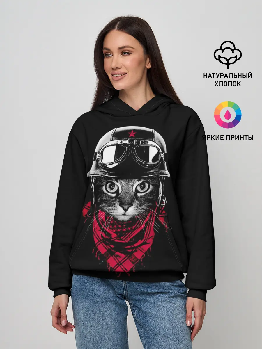 Женское худи / Кот Пилот