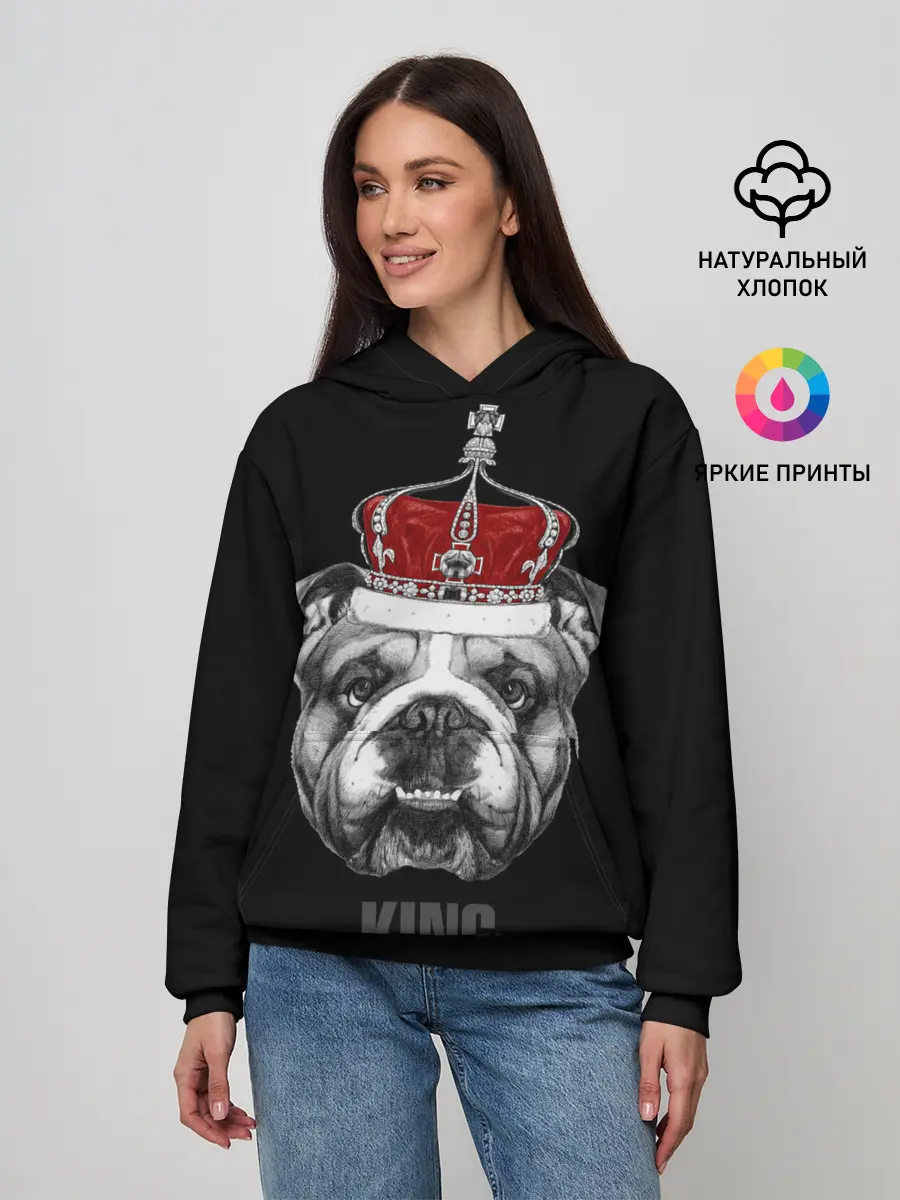 Женское худи / Английский бульдог с короной