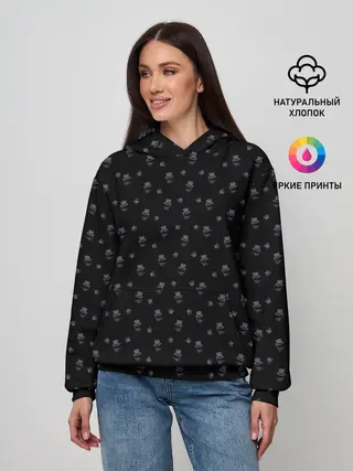 Женское худи / Сэр Троглодит - Паттерн, черны