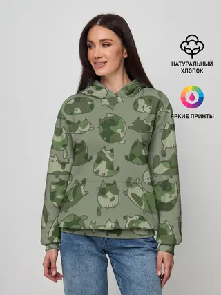 Женское худи / Камуфляж с котиками