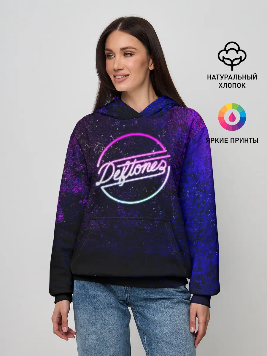 Женское худи / Deftones. Neon logo