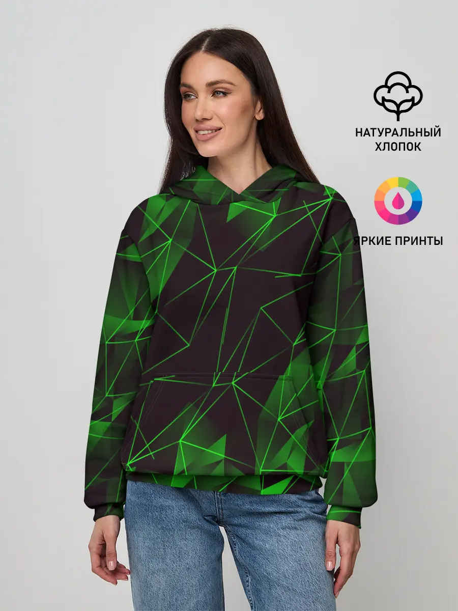 Женское худи / GREEN STRIPES | ЗЕЛЕНАЯ ГЕОМЕТРИЯ
