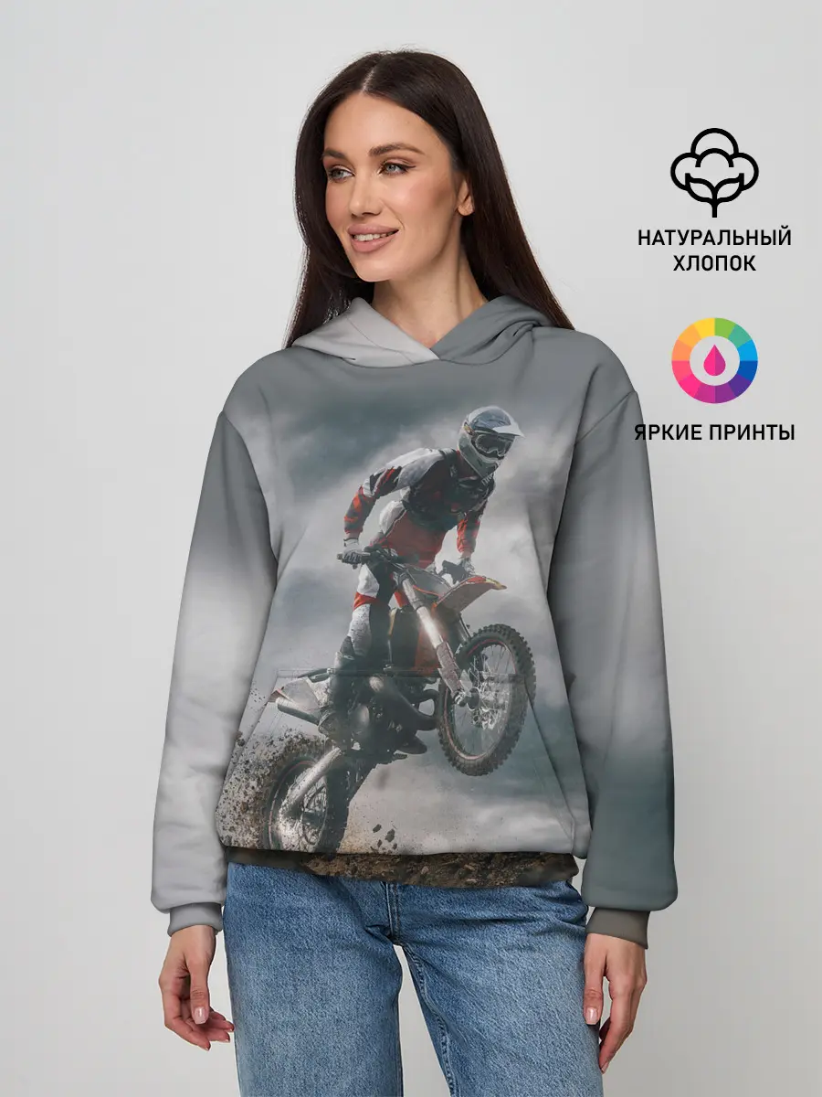 Женское худи / МОТОКРОСС КТМ | MOTOCROSS KTM (+спина)
