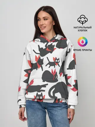 Женское худи / Черный котик