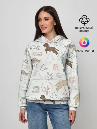 Женское худи / Рисунок домашних любимцев