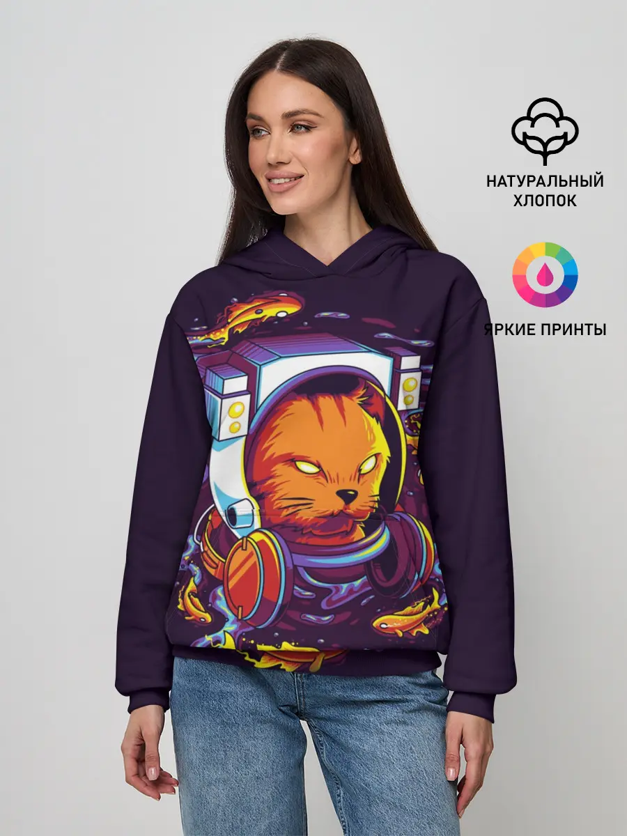 Женское худи / Техно Кот