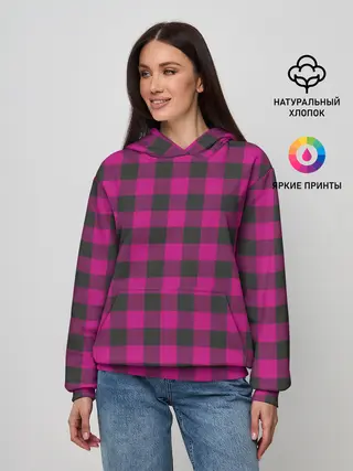 Женское худи / Розовая клетка