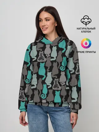 Женское худи / Коты паттерн