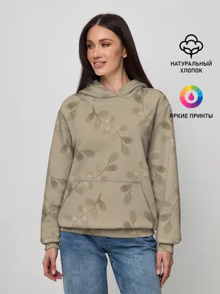 Женское худи / Листья на бежевом фоне