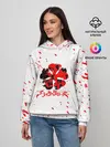 Женское худи / Логотип черный клевер с голубыми брызгами