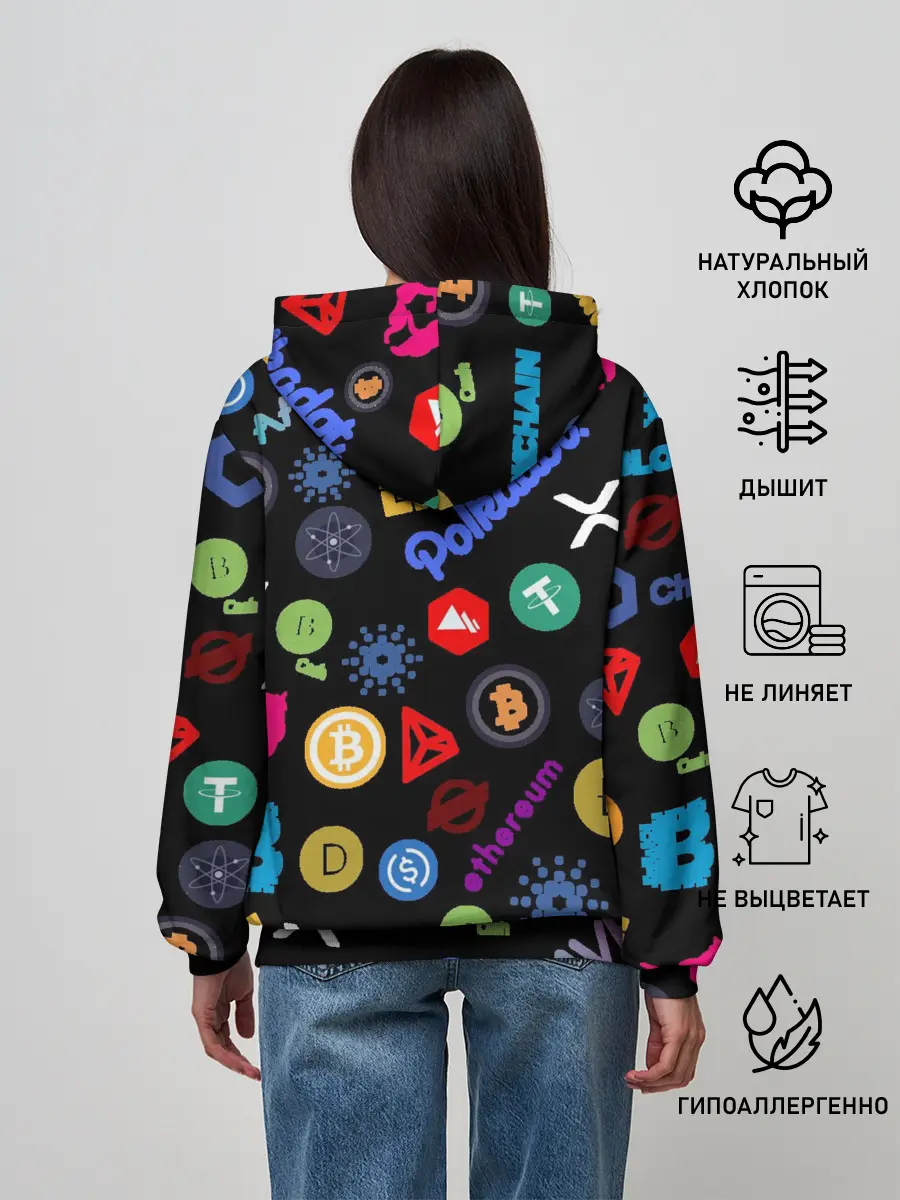 Женское худи / ЛОГОТИПЫ КРИПТОВАЛЮТ | CRYPTOCURRENCIES (Z)