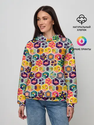 Женское худи / Тропический коллаж