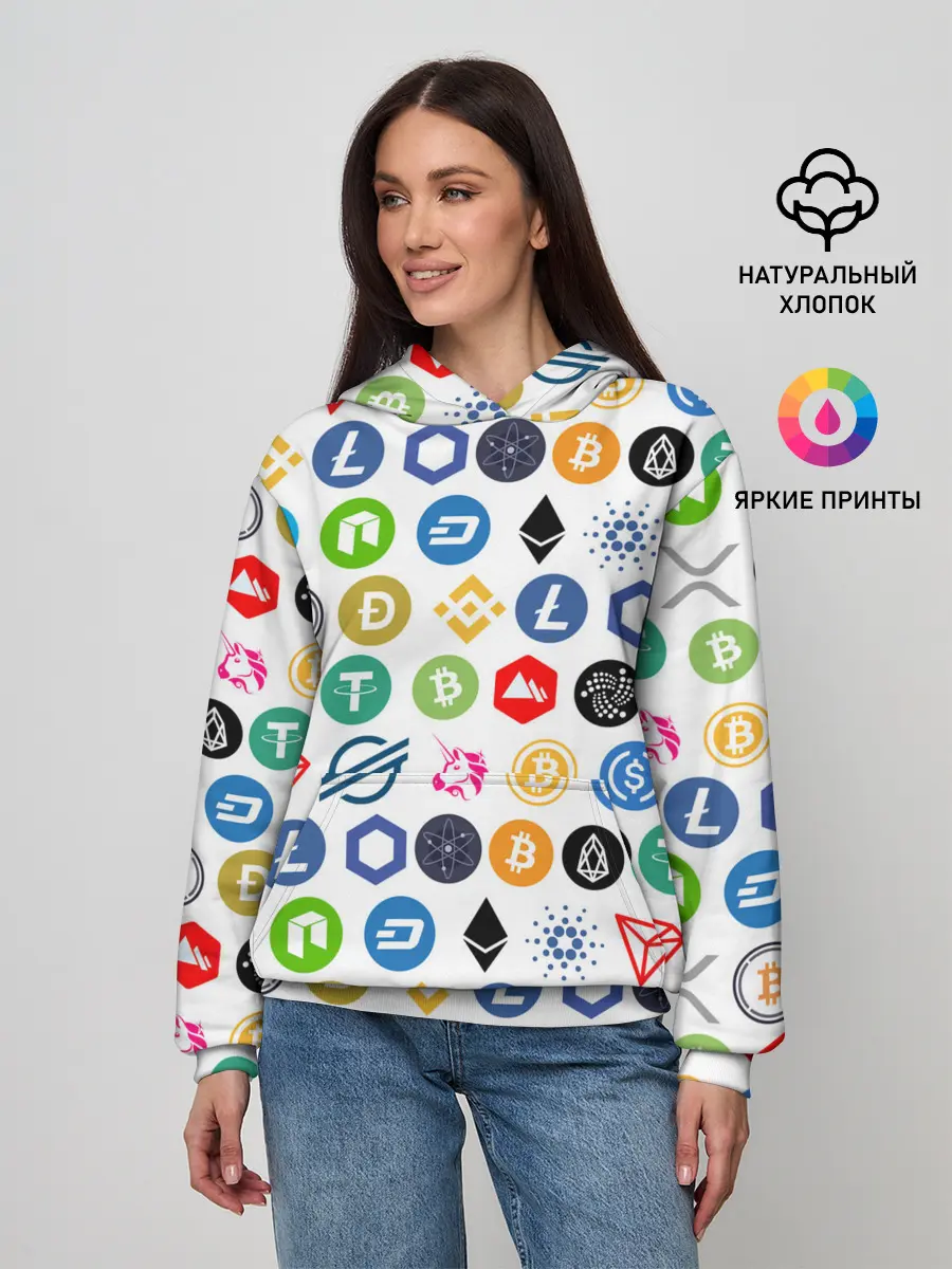 Женское худи / BITCOIN PATTERN | БИТКОИН(Z)