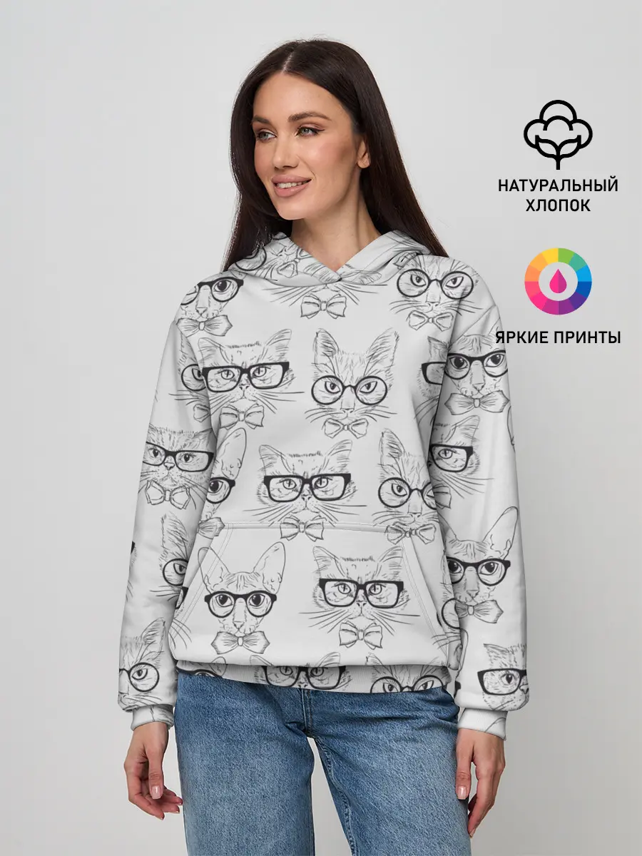 Женское худи / Кошки в очках