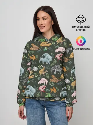 Женское худи / Дикие Звери Паттерн