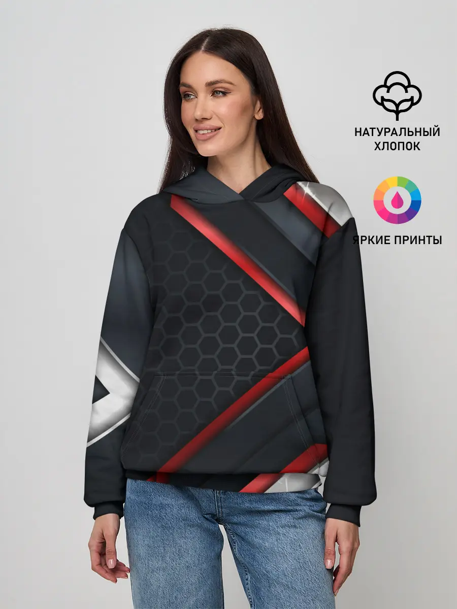 Женское худи / luxury Black 3D СОТЫ