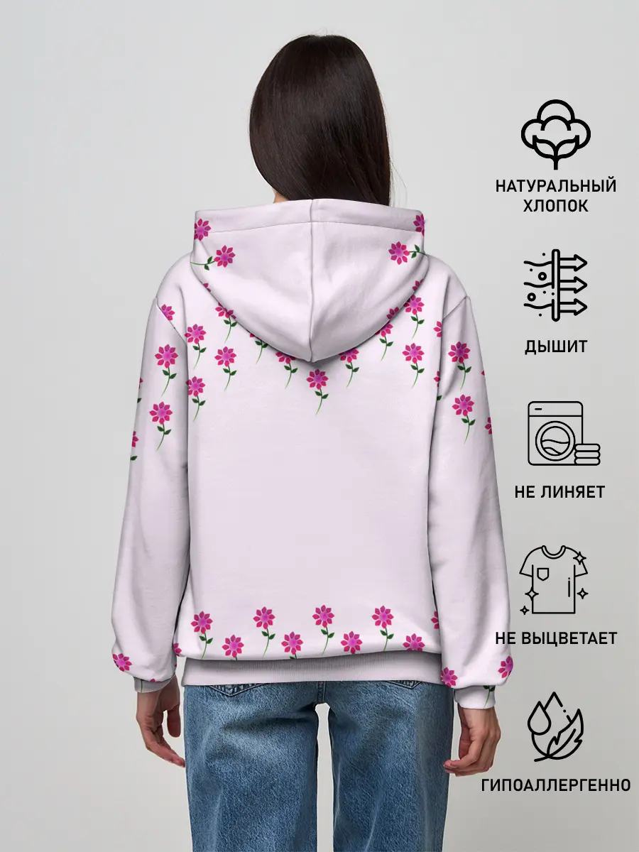 Женское худи / розовые цветы | pink flowers