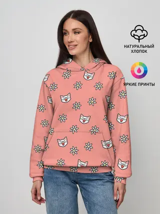 Женское худи / Кошки и цветы
