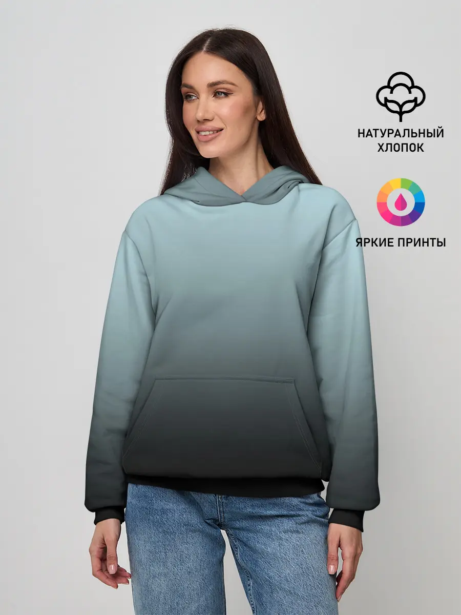 Женское худи /  Black and Blue  gradient