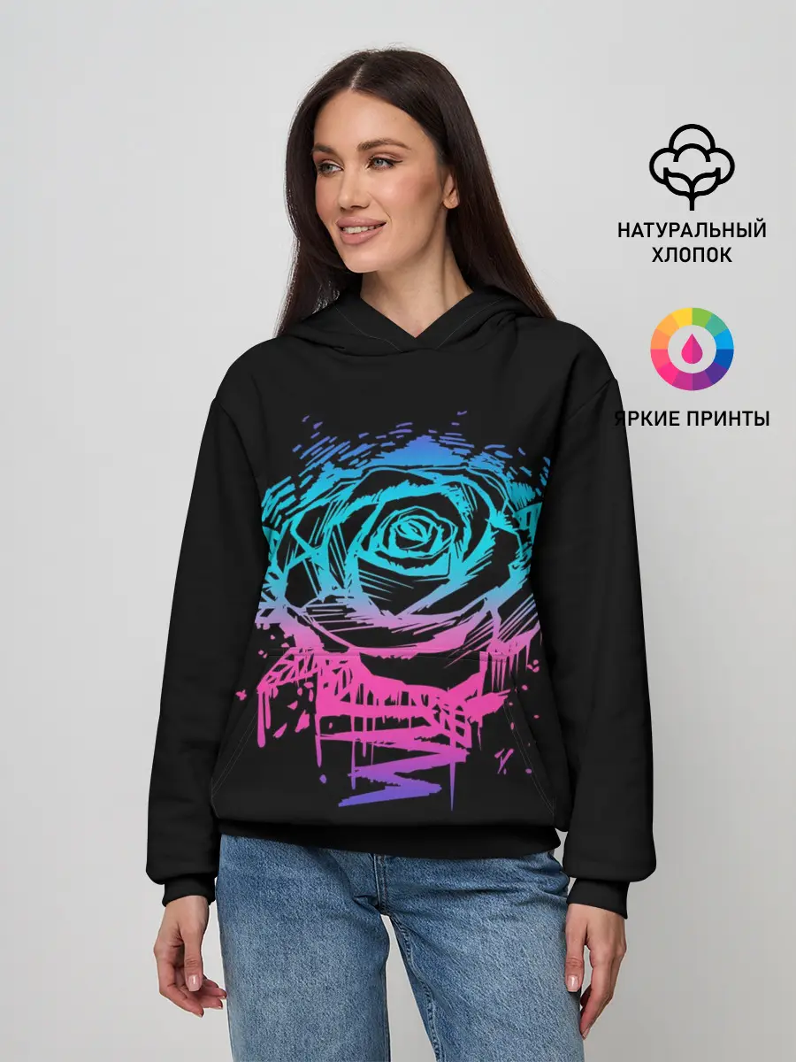 Женское худи / Неоновая Роза | Neon Rose