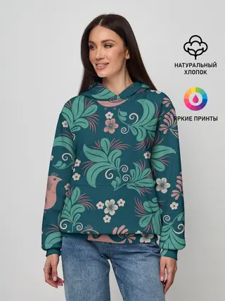 Женское худи / Птицы в Цветах