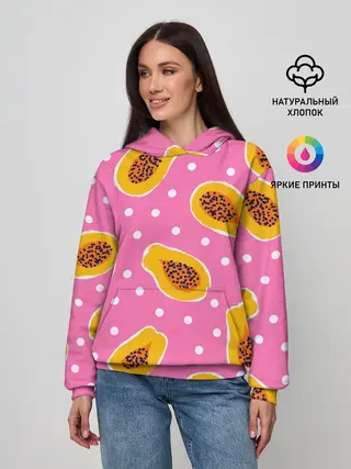 Женское худи / Папайя на розовом