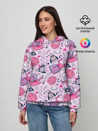 Женское худи / Кошки в космосе