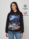 Женское худи / Космический котик и планеты
