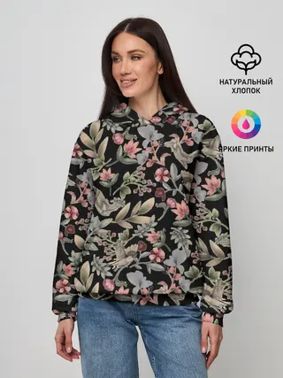 Женское худи / Кролик и Синичка