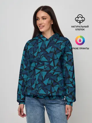 Женское худи / Синий полигональный паттерн